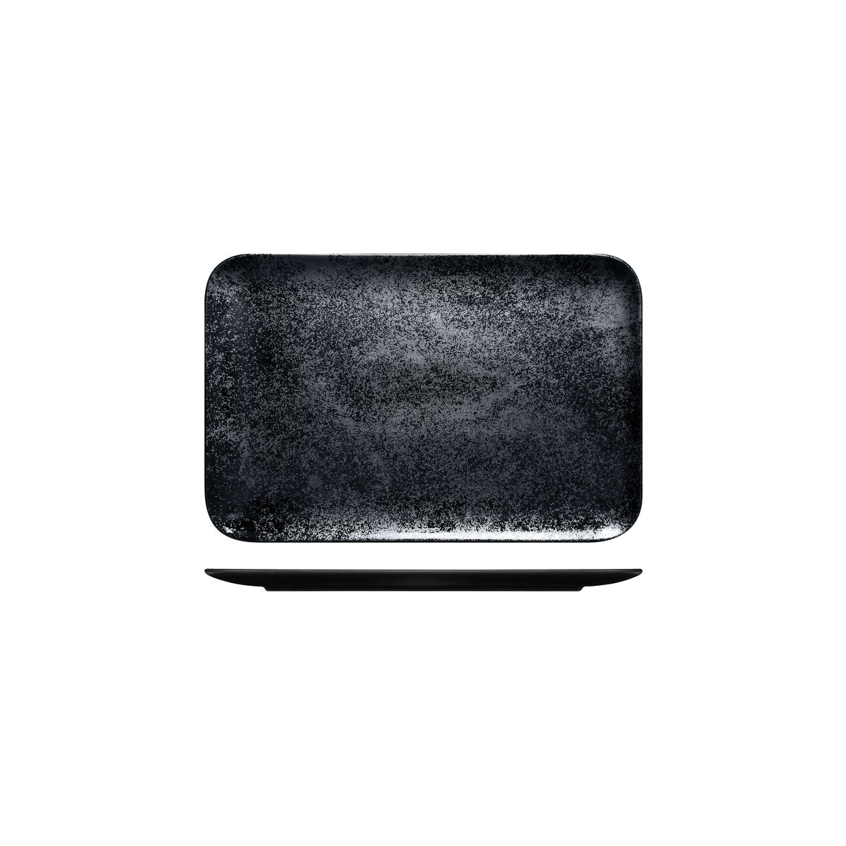RAK Porcelain Karbon Black Rectangular Coupe Plate - 330x220mm (Pack of 6)