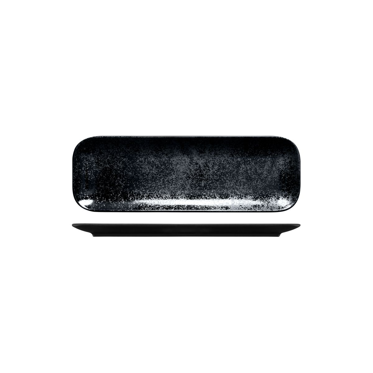 RAK Porcelain Karbon Black Rectangular Coupe Plate - 330x110mm (Pack of 12)