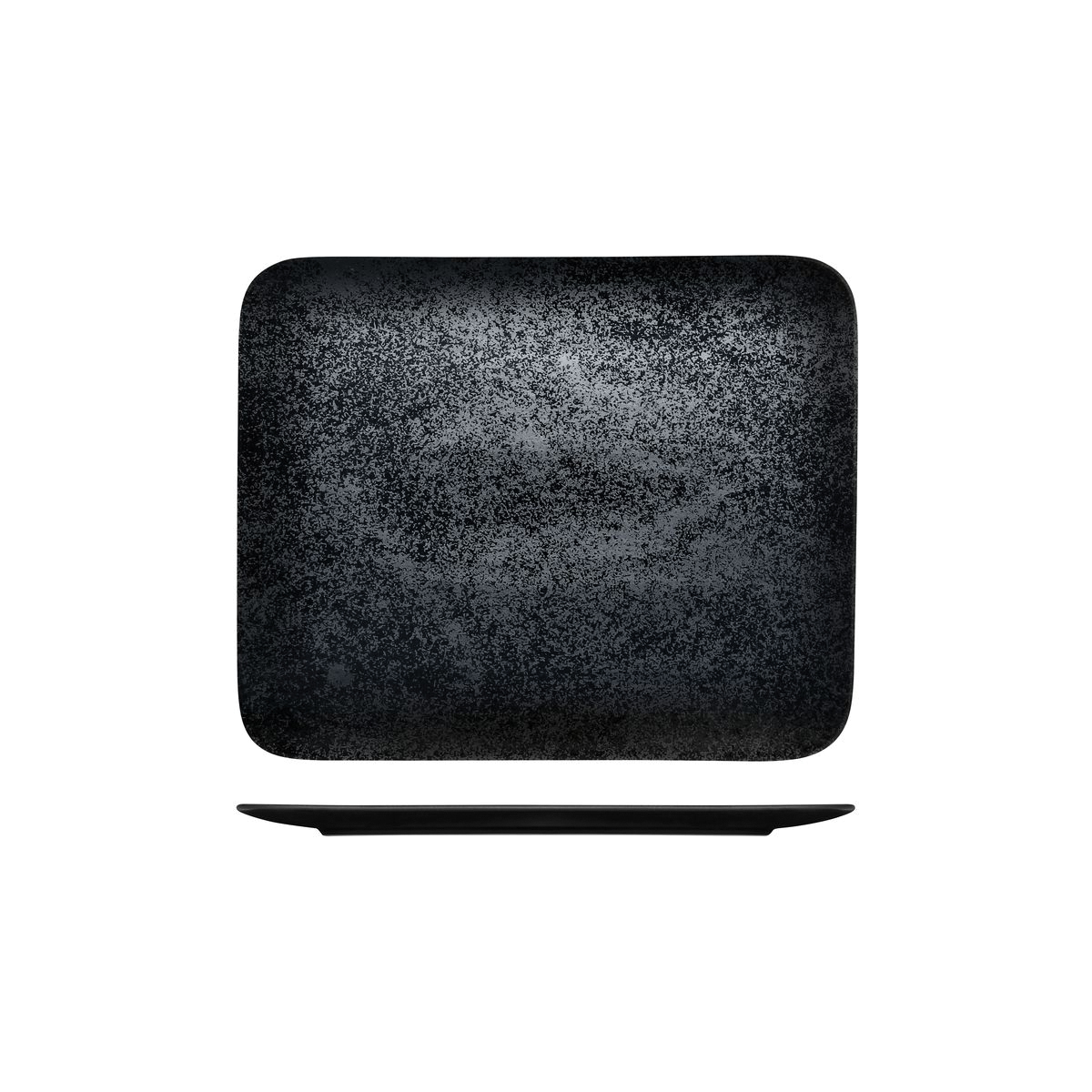 RAK Porcelain Karbon Black Rectangular Coupe Plate - 330x270mm (Pack of 6)