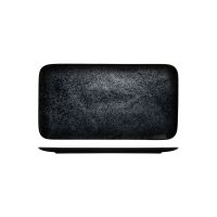 RAK Porcelain Karbon Black Rectangular Coupe Plate - 380x210mm (Pack of 6)