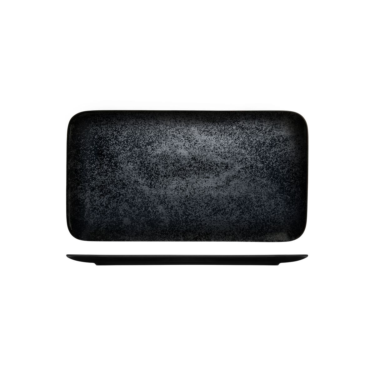 RAK Porcelain Karbon Black Rectangular Coupe Plate - 380x210mm (Pack of 6)