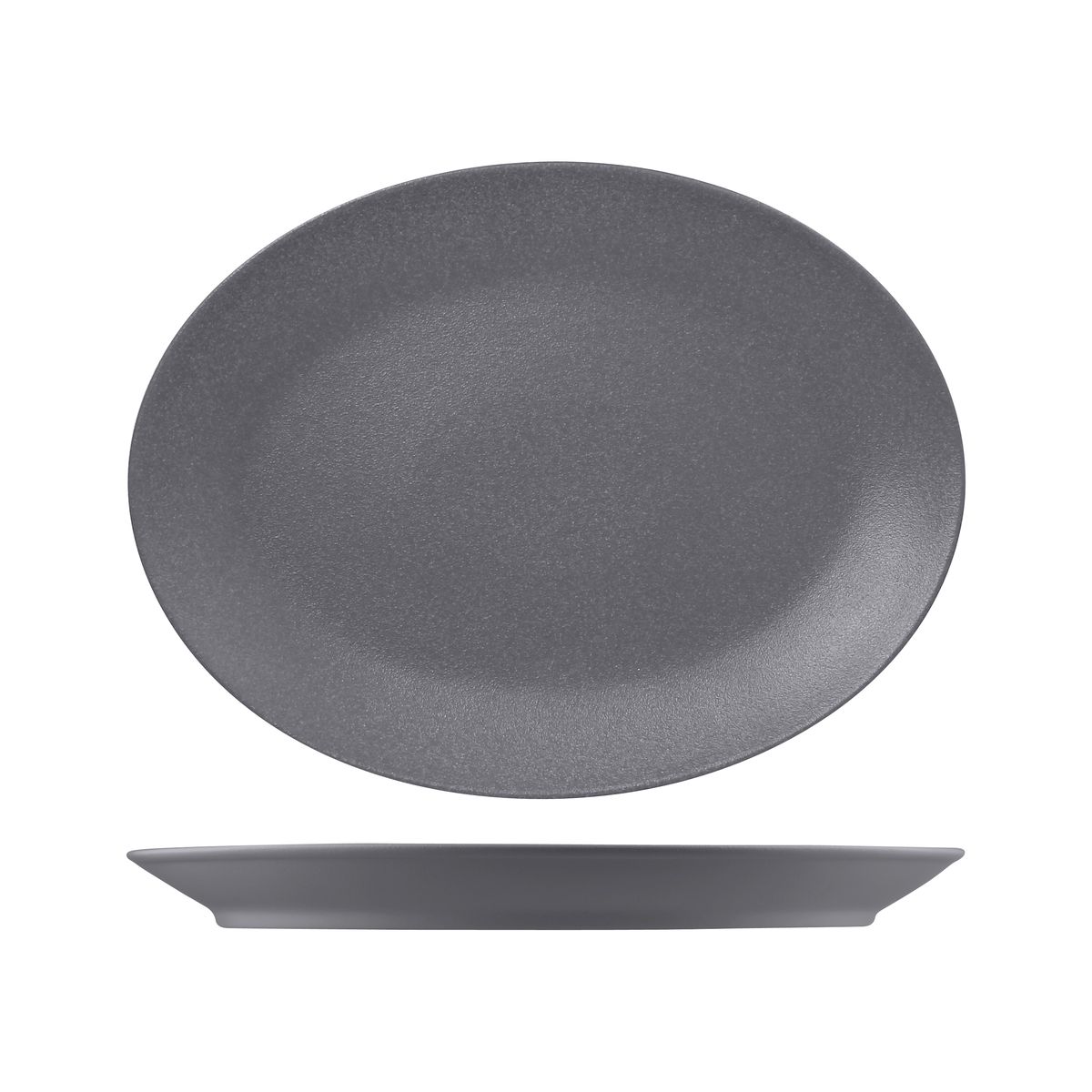 RAK Porcelain Neofusion Grey Stone Oval Coupe Platter - 360x270mm (Pack of 6)