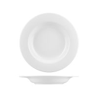 Australian Fine China Flinders Contemporary Pasta Bowl - Wide Rim - 600ml - White (Pack of 6)