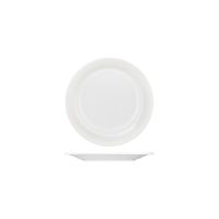 Australian Fine China Saturn Round Plate - Embossed Wide Rim - 165mm - White (Pack of 6)
