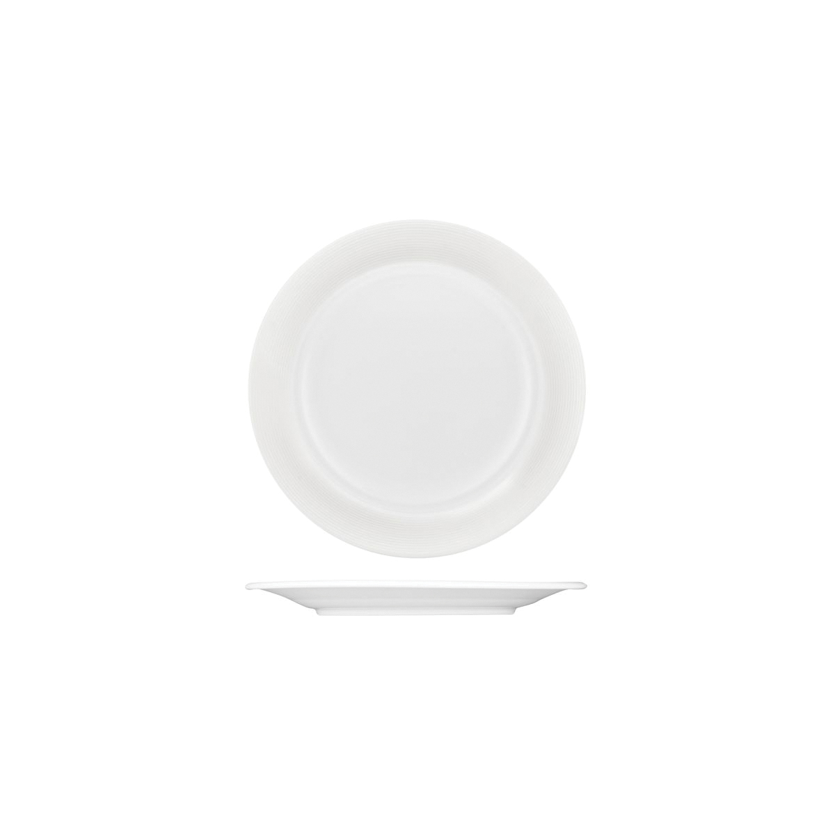 Australian Fine China Saturn Round Plate - Embossed Wide Rim - 165mm - White (Pack of 6)
