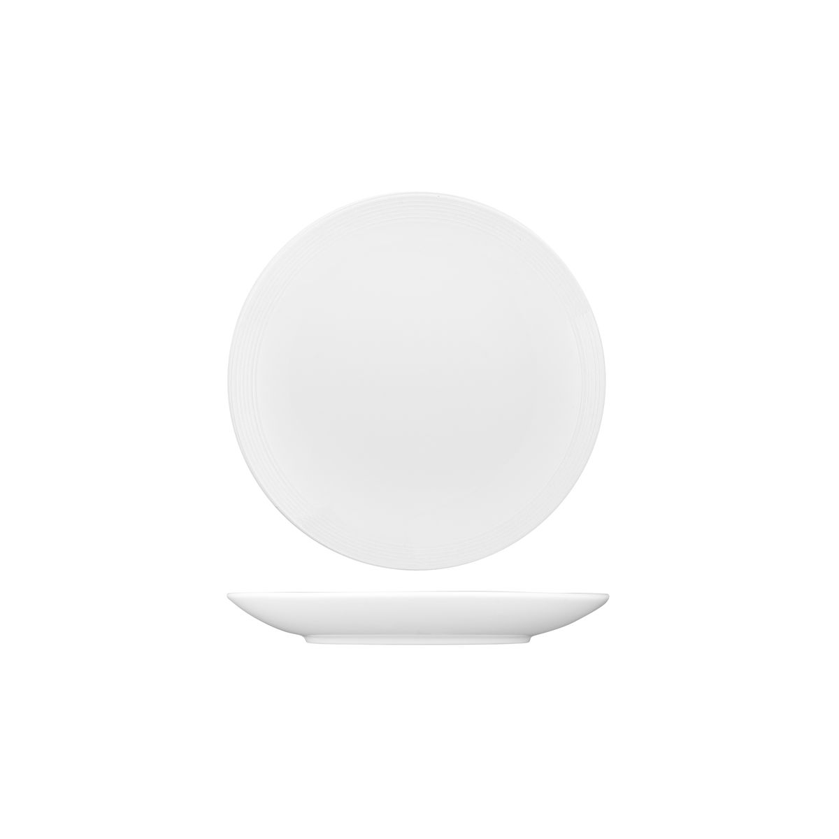 Australian Fine China Saturn Round Coupe Plate - Embossed Rim - 180mm - White (Pack of 6)