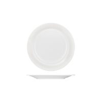 Australian Fine China Saturn Round Plate - Embossed Wide Rim - 190mm - White (Pack of 6)