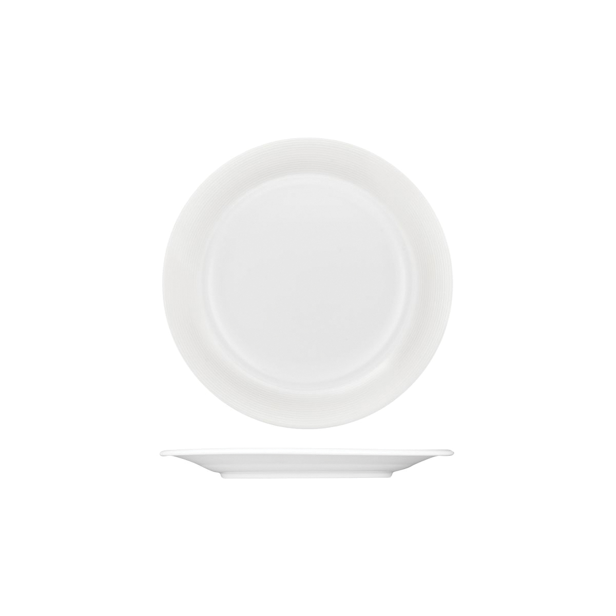Australian Fine China Saturn Round Plate - Embossed Wide Rim - 190mm - White (Pack of 6)