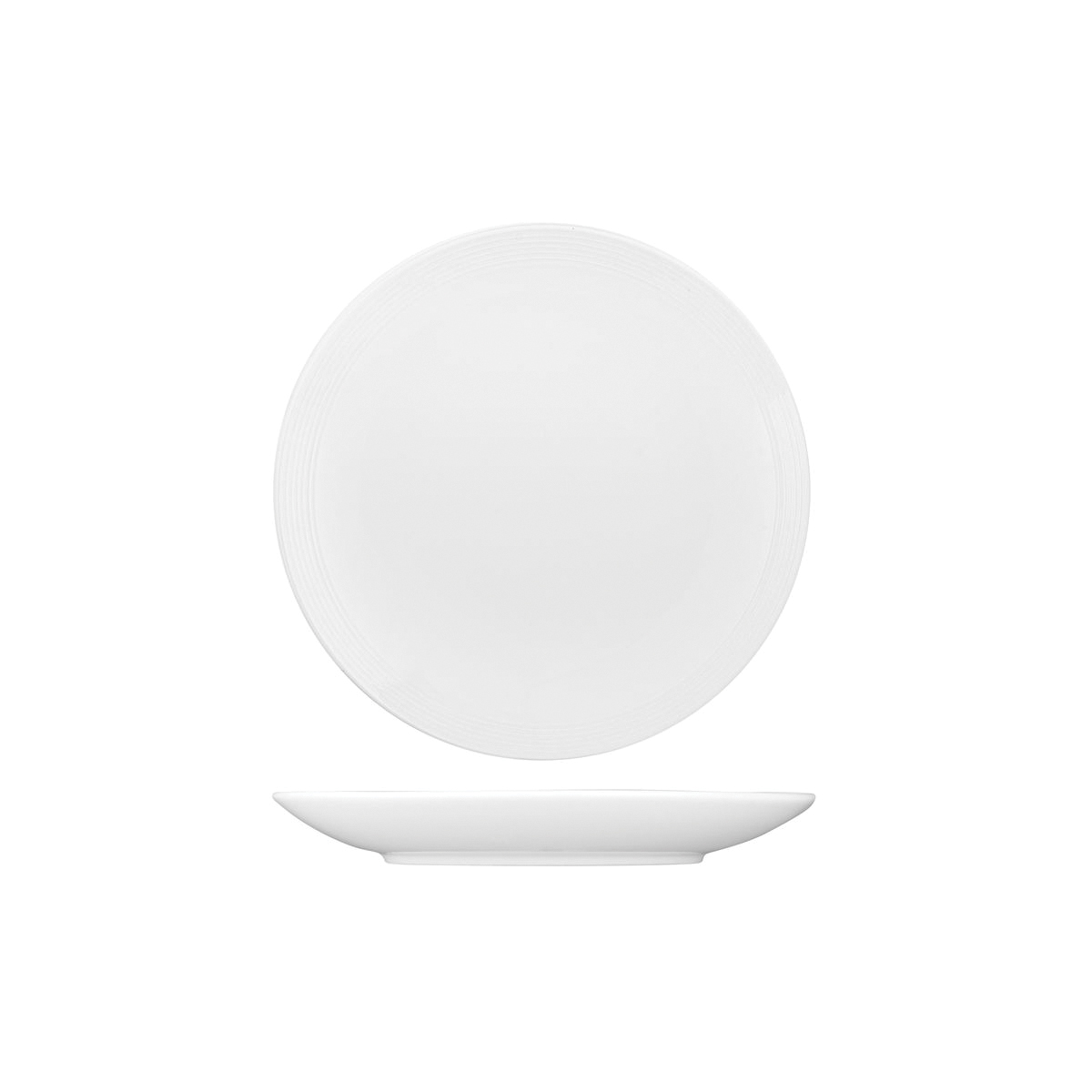 Australian Fine China Saturn Round Coupe Plate - Embossed Rim - 220mm - White (Pack of 24)
