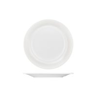Australian Fine China Saturn Round Plate - Embossed Wide Rim - 230mm - White (Pack of 6)