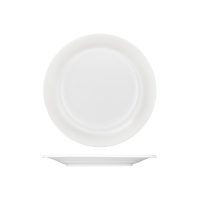 Australian Fine China Saturn Round Plate - Embossed Wide Rim - 260mm - White (Pack of 6)