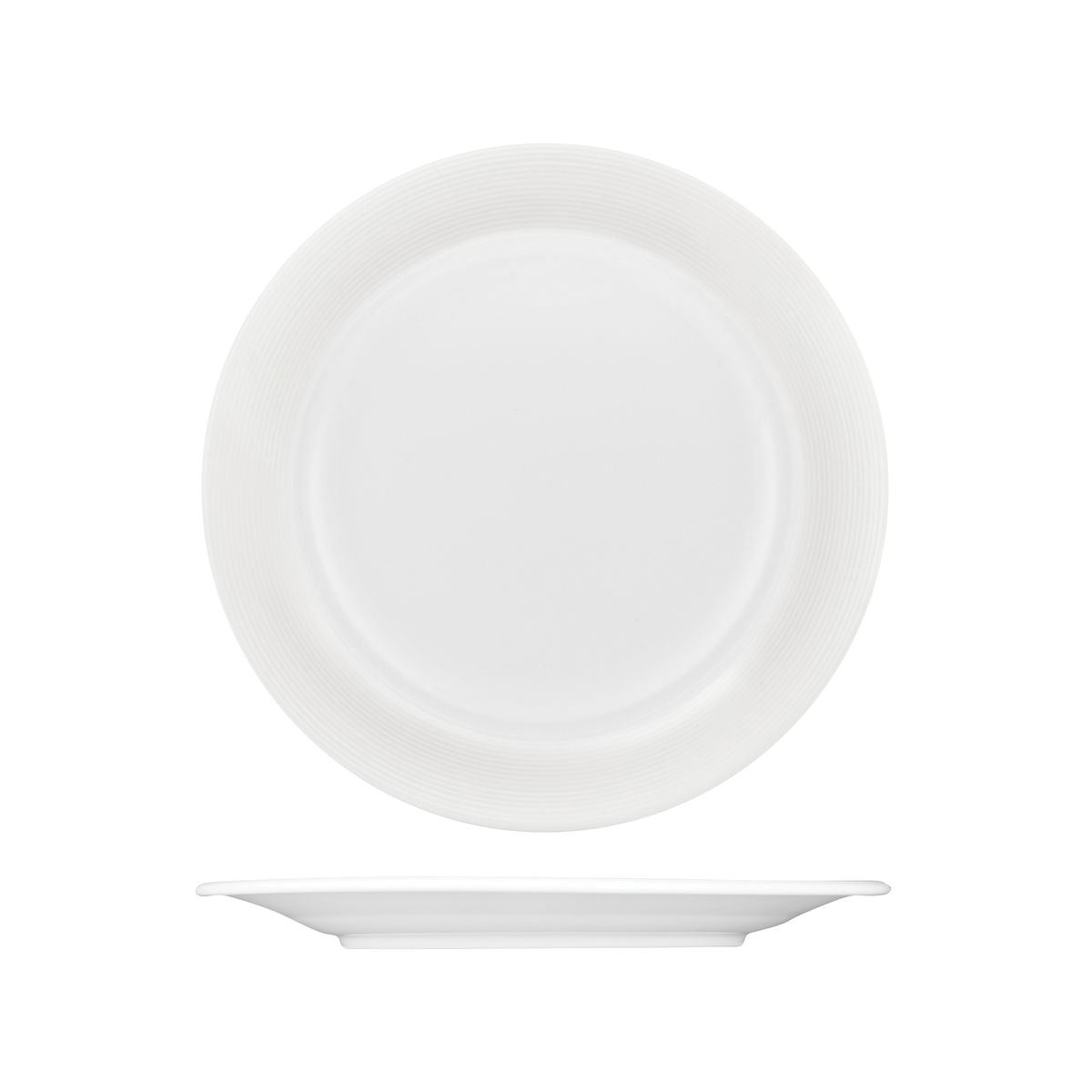 Australian Fine China Saturn Round Plate - Embossed Wide Rim - 275mm - White (Pack of 6)