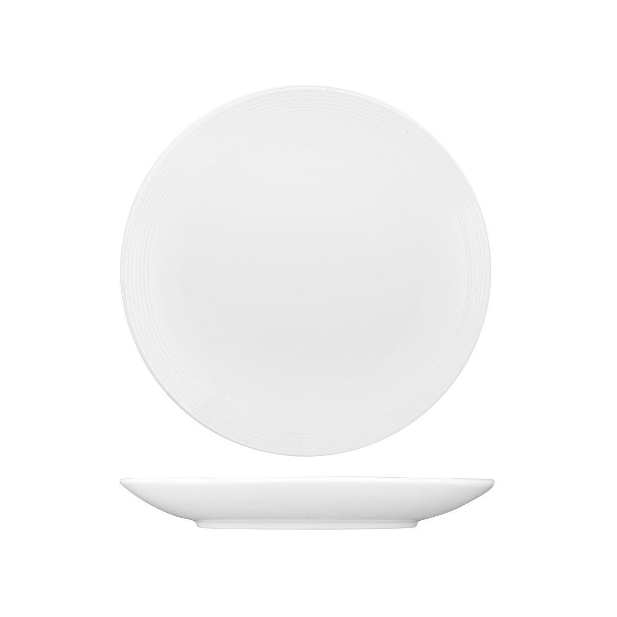 Australian Fine China Saturn Round Coupe Plate - Embossed Rim - 280mm - White (Pack of 6)
