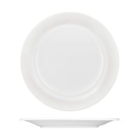 Australian Fine China Saturn Round Plate - Embossed Wide Rim - 305mm - White (Pack of 6)