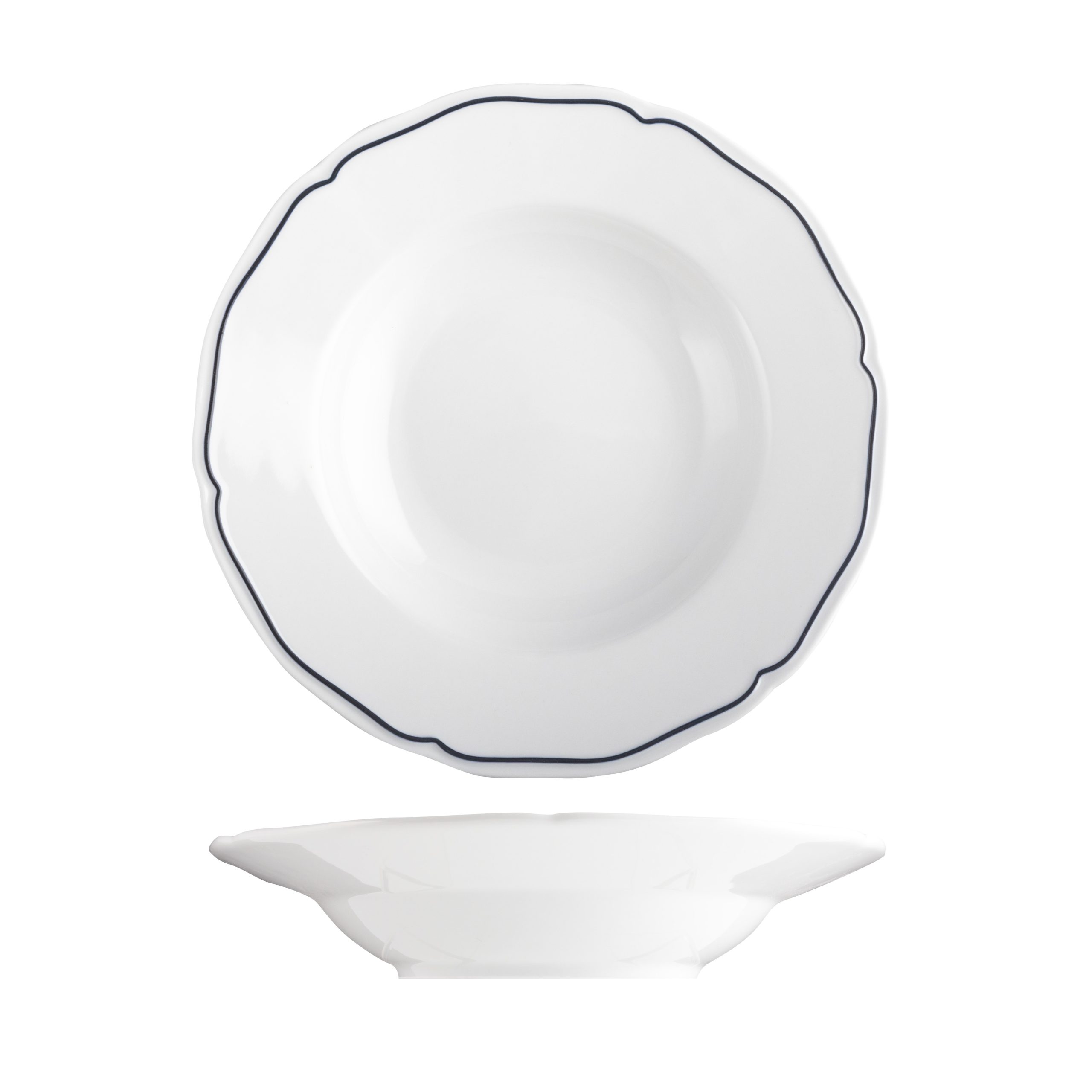 Tuxton Charleston Blue Band Soup / Pasta Bowl - 266ml (Pack of 24)