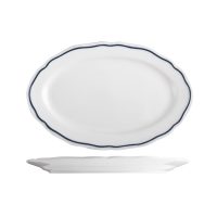 Tuxton Charleston Blue Band Oval Plate - 230x152mm (Pack of 24)