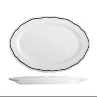 Tuxton Charleston Blue Band Oval Plate - 270x197mm (Pack of 12)