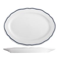 Tuxton Charleston Blue Band Oval Plate - 320x225mm (Pack of 12)