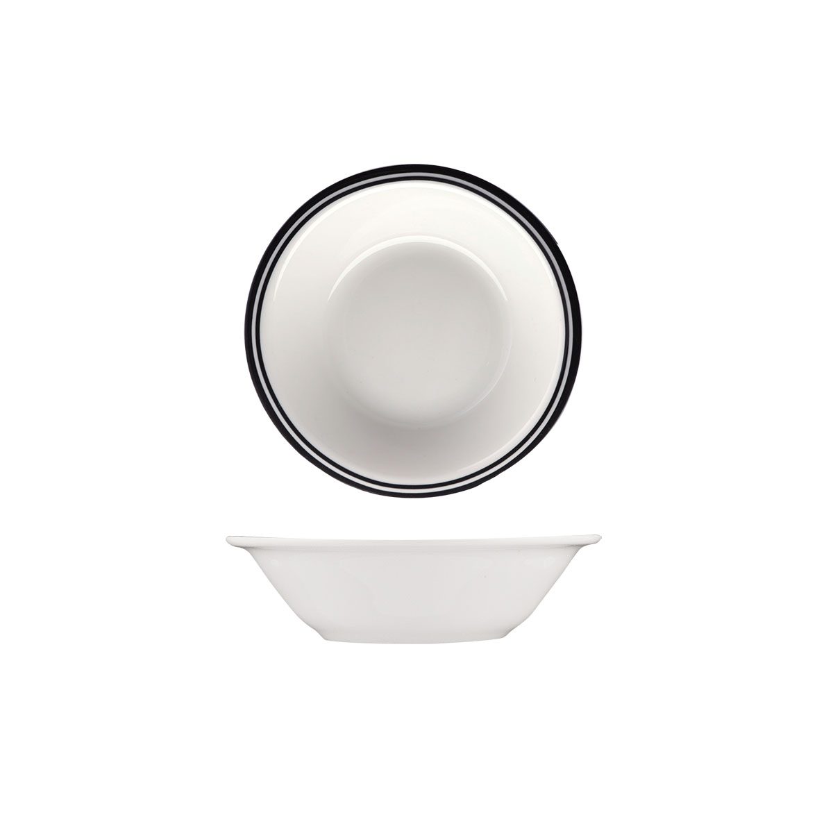 Australian Fine China Flinders Healthcare Cru Black Line Oatmeal Bowl - 300ml (Pack of 12)