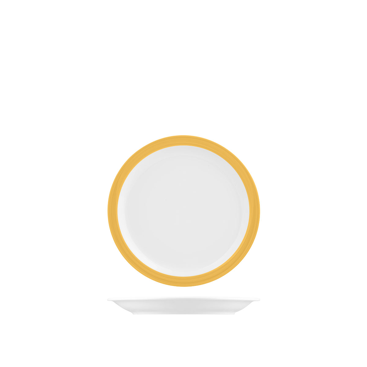 Australian Fine China Sandgroper Yellow Savoy Round Plate - Narrow Rim - 160mm (Pack of 12)