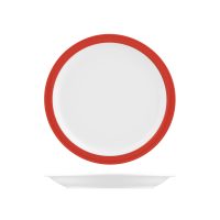 Australian Fine China Hot Chilli Red Savoy Round Plate - Narrow Rim - 225mm (Pack of 12)