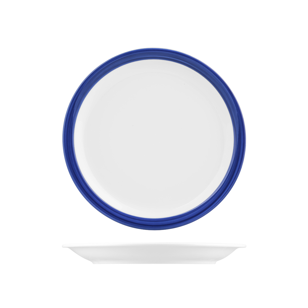 Australian Fine China Leschenaultia Blue Savoy Round Plate - Narrow Rim - 230mm (Pack of 12)