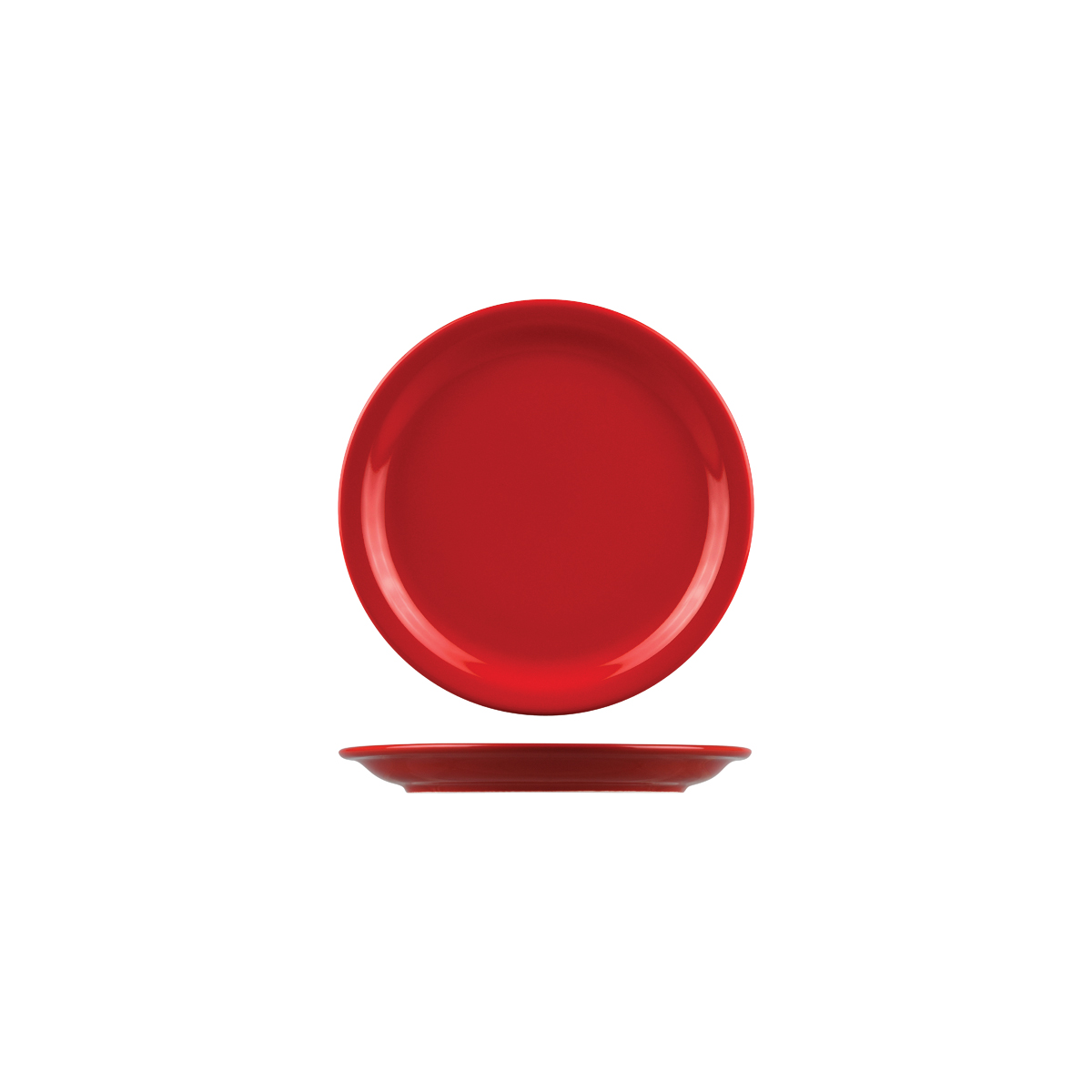 Australian Fine China Flinders Healthcare Red Savoy Round Plate - Narrow Rim - 230mm (Pack of 12)