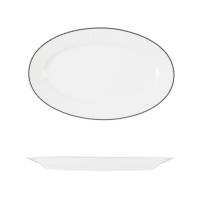 RAK Porcelain Harriette Oval Plate - Wide Rim - 320x200mm - White with Black Line (Pack of 6)
