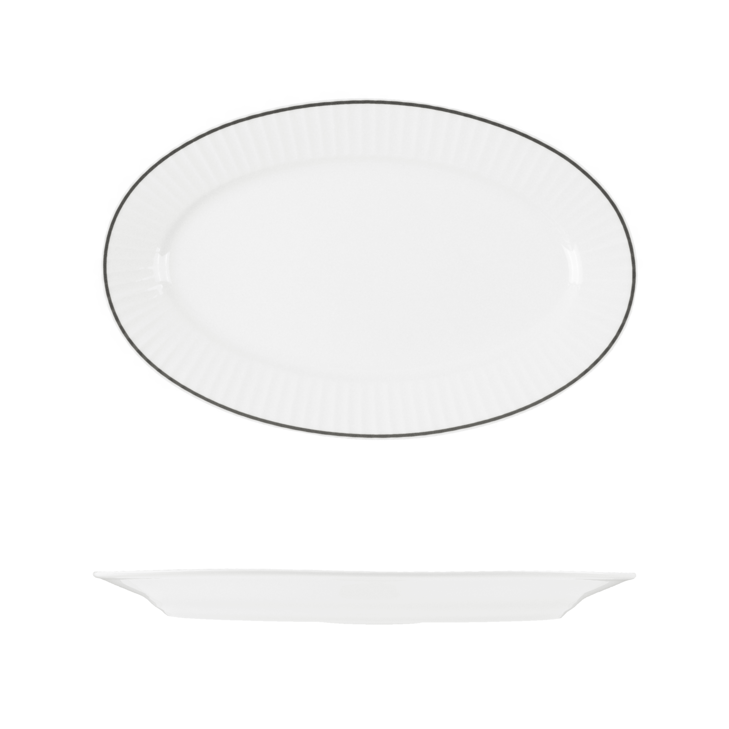 RAK Porcelain Harriette Oval Plate - Wide Rim - 320x200mm - White with Black Line (Pack of 6)