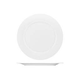 Australian Fine China Pacific Round Plate - Wide Rim - 255mm - White (Pack of 24)